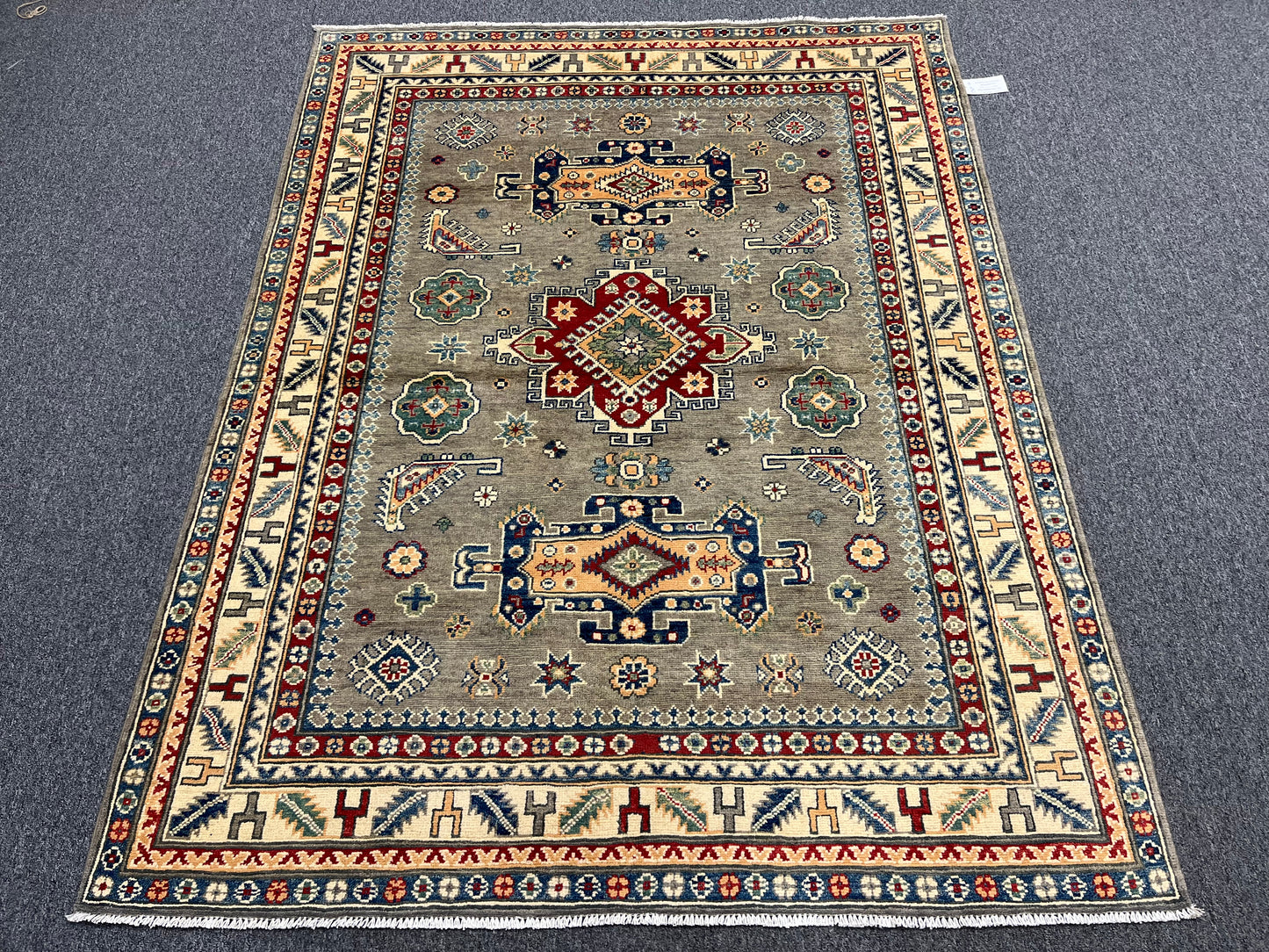 5X7 Kazak Gary Tribal Handmade Wool Rug # 13615
