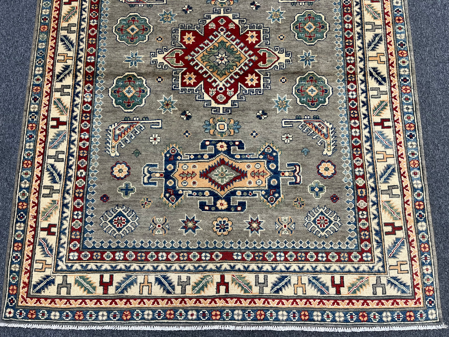 5X7 Kazak Gary Tribal Handmade Wool Rug # 13615