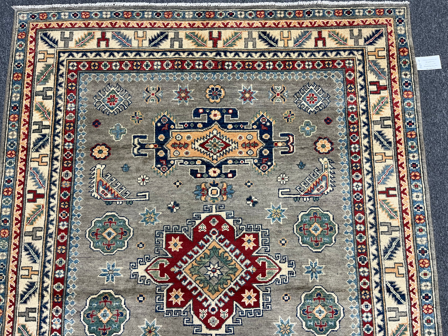 5X7 Kazak Gary Tribal Handmade Wool Rug # 13615