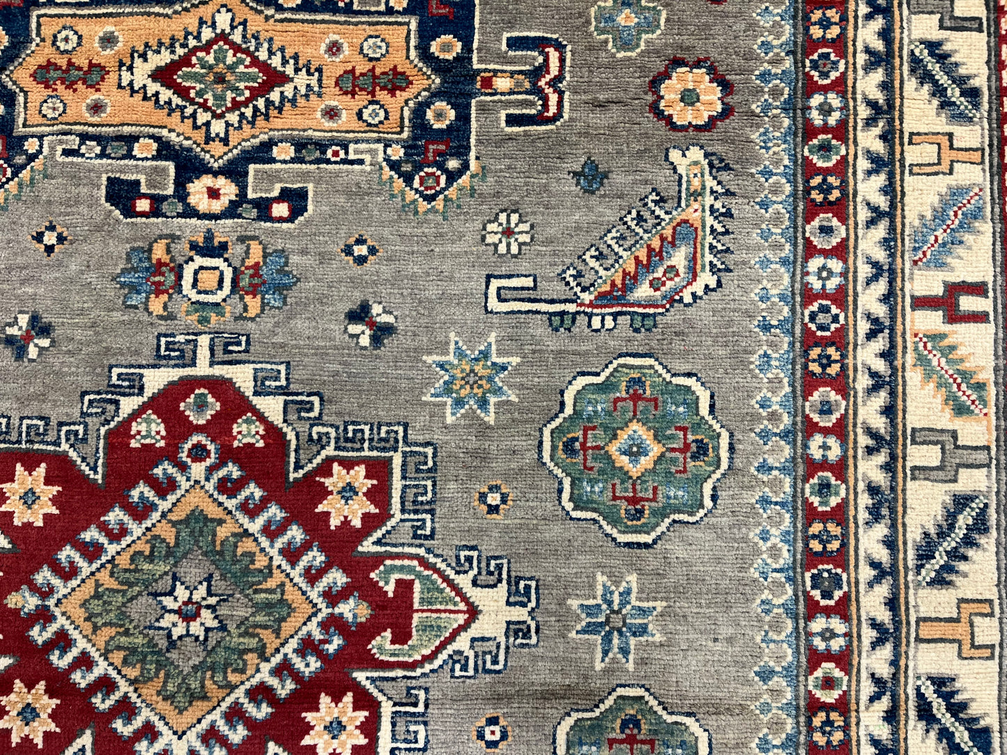 5X7 Kazak Gary Tribal Handmade Wool Rug # 13615