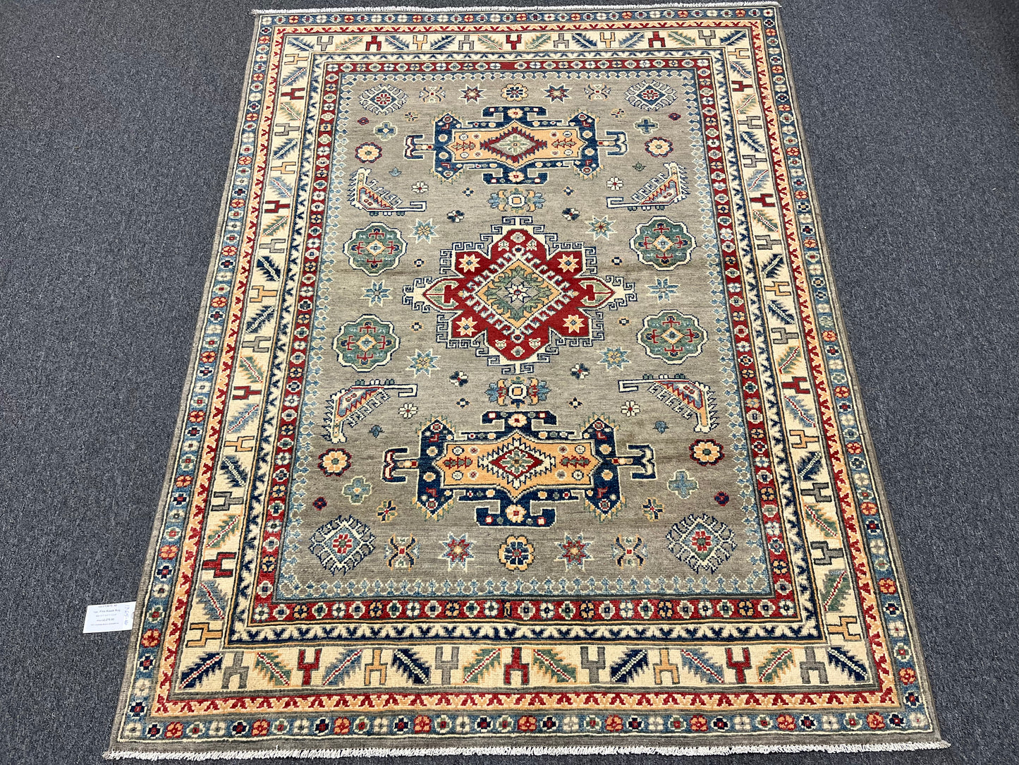 5X7 Kazak Gary Tribal Handmade Wool Rug # 13615