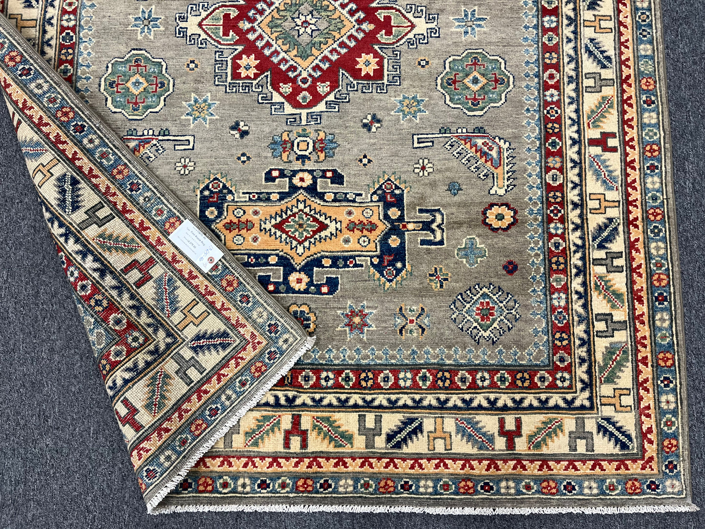 5X7 Kazak Gary Tribal Handmade Wool Rug # 13615