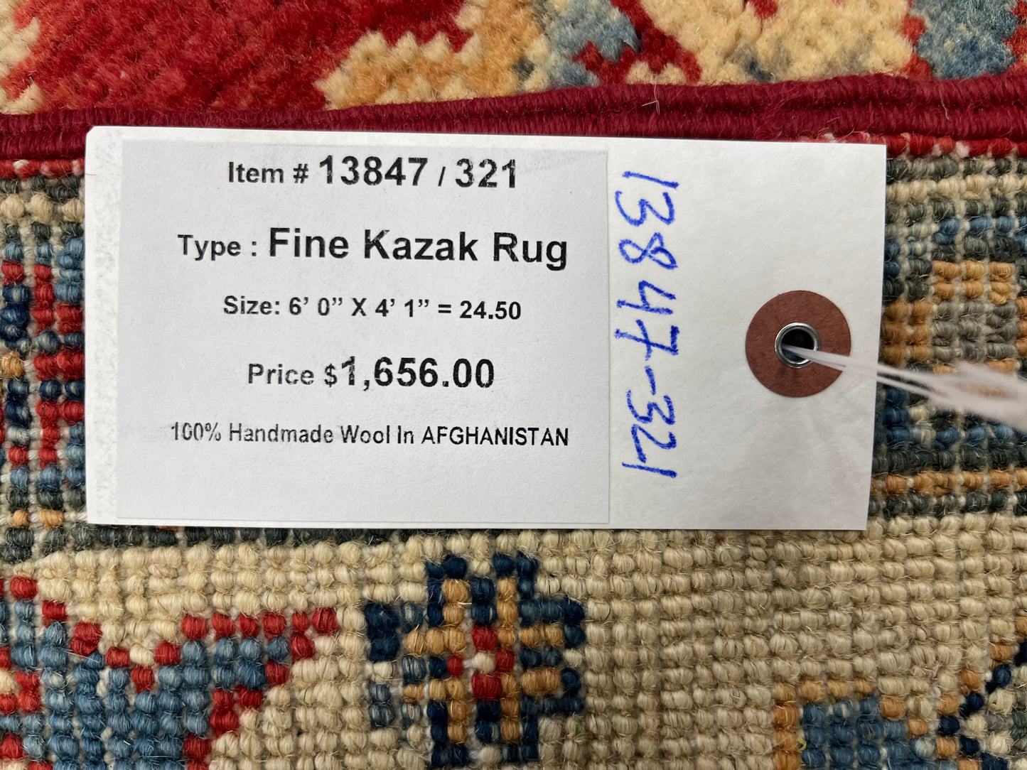 4X6 Kazak Red Handmade Wool Rug # 13847