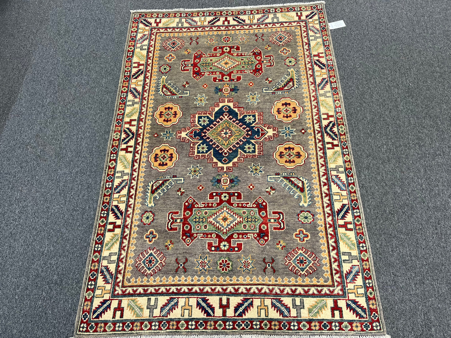 4X6 Kazak Gary Brown Handmade Wool Rug # 13848