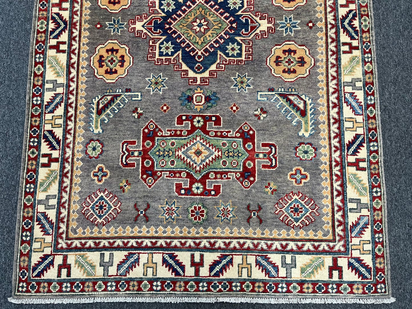 4X6 Kazak Gary Brown Handmade Wool Rug # 13848