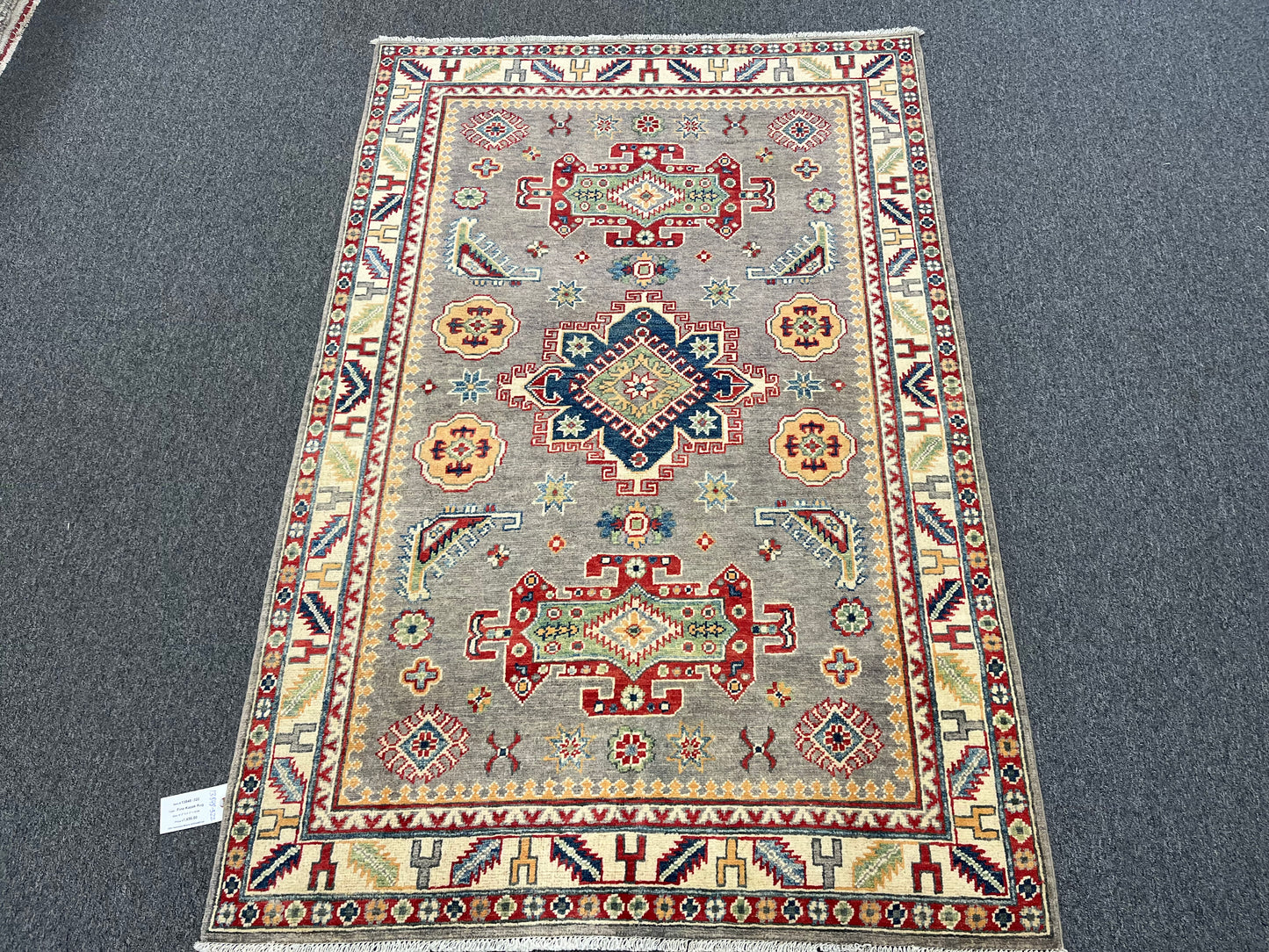 4X6 Kazak Gary Brown Handmade Wool Rug # 13848