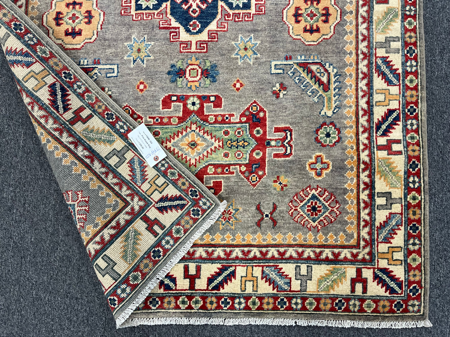 4X6 Kazak Gary Brown Handmade Wool Rug # 13848