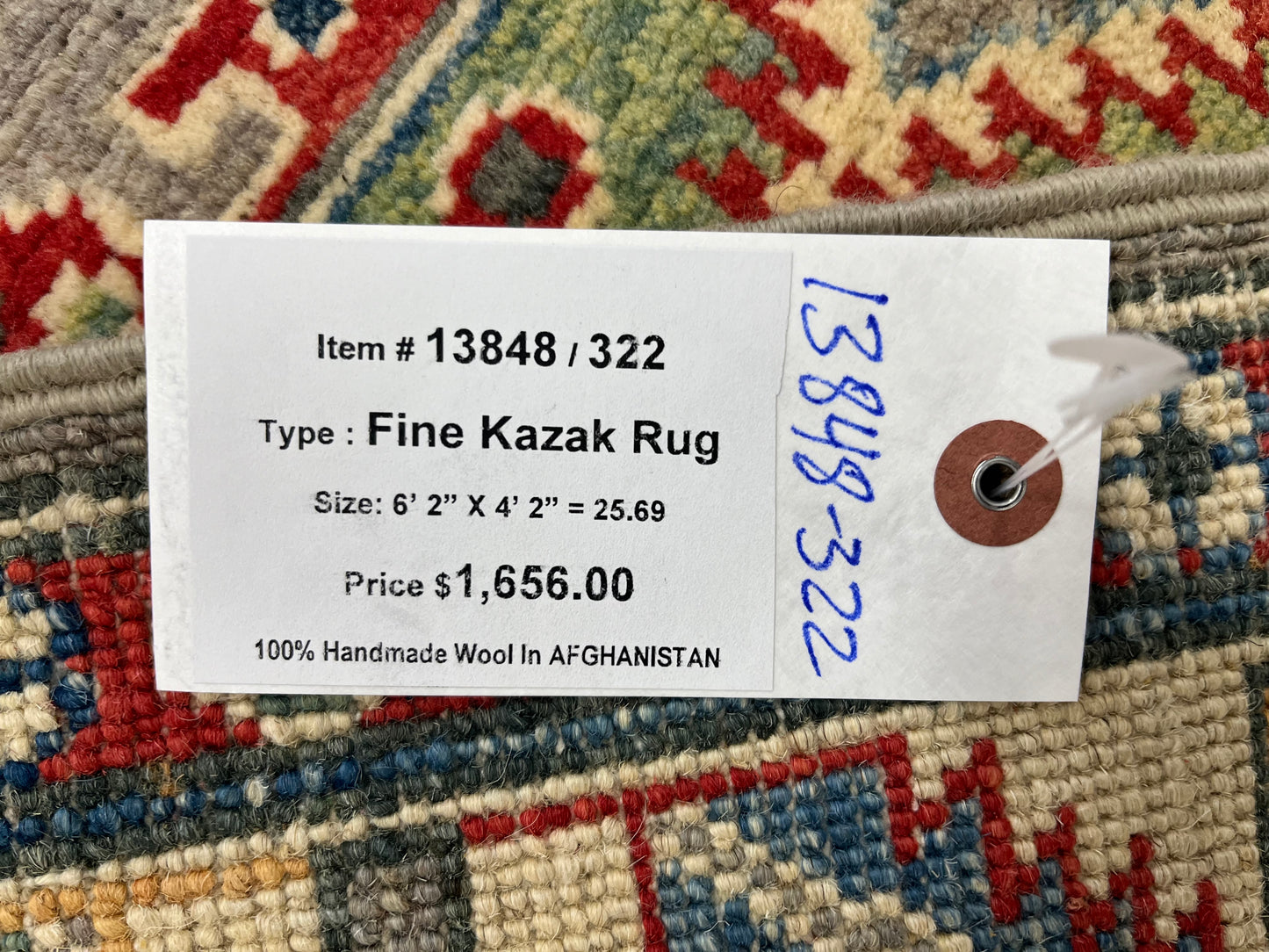 4X6 Kazak Gary Brown Handmade Wool Rug # 13848