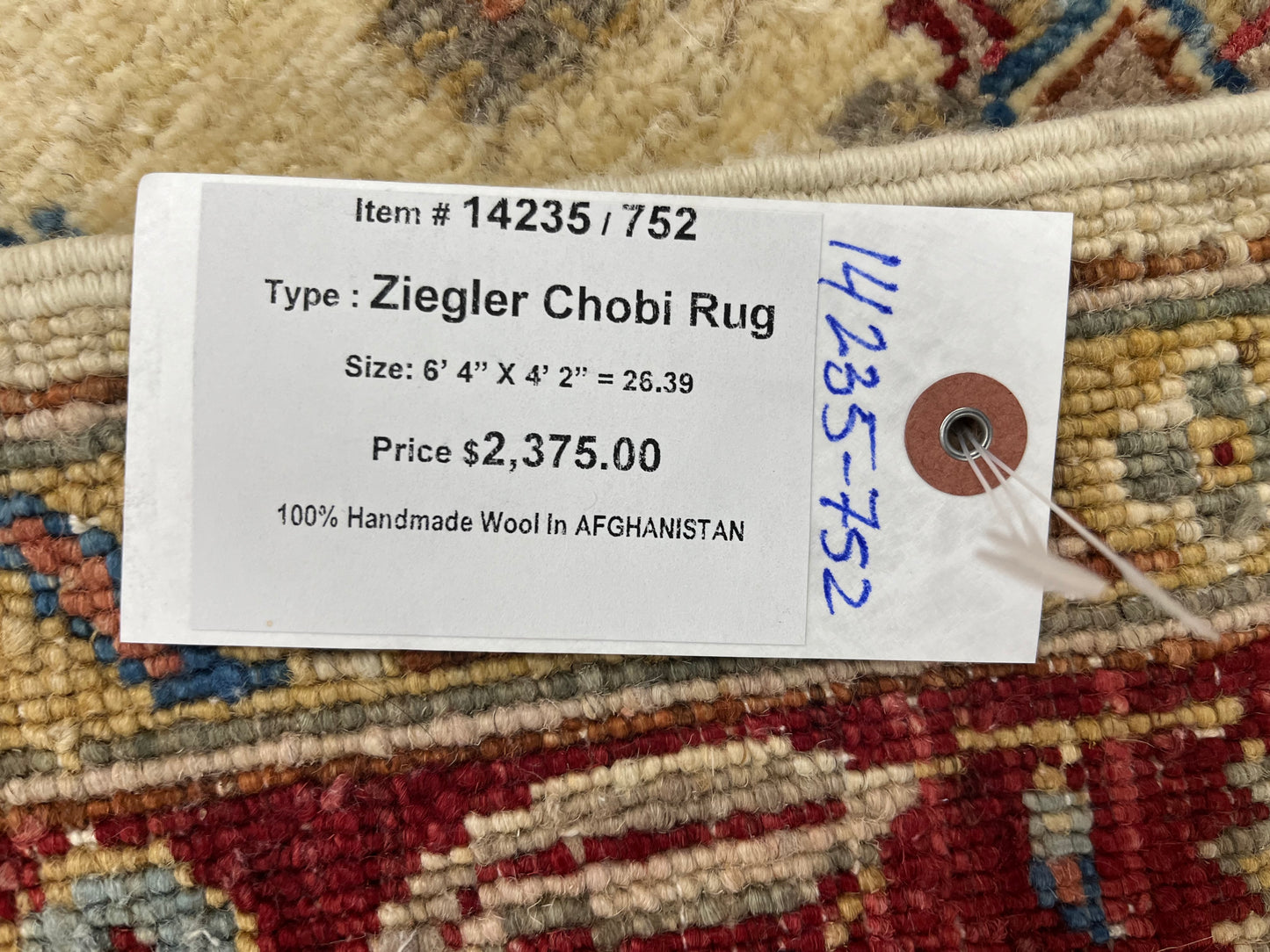 4X6 Zeigler Chobi Handmade Wool Rug # 14235
