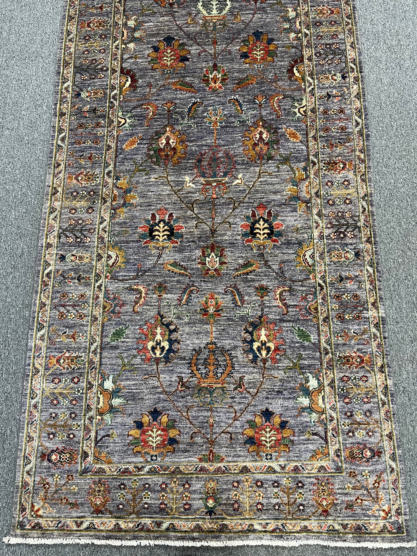 4' X 24' Mahal Lavender color Handmade Wool Rug # 14345