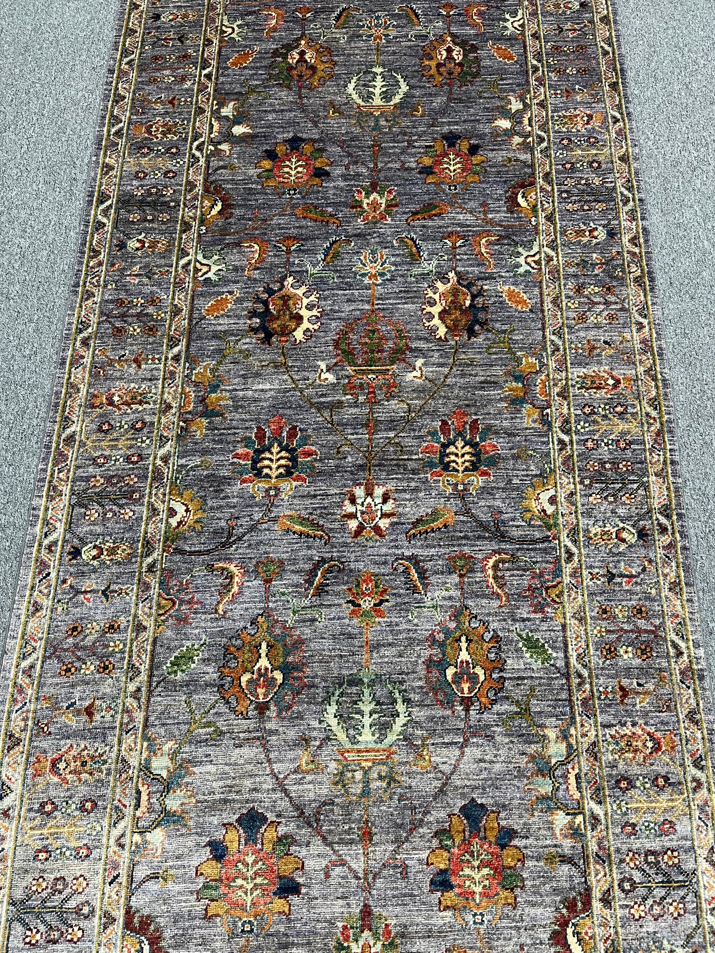 4' X 24' Mahal Lavender color Handmade Wool Rug # 14345