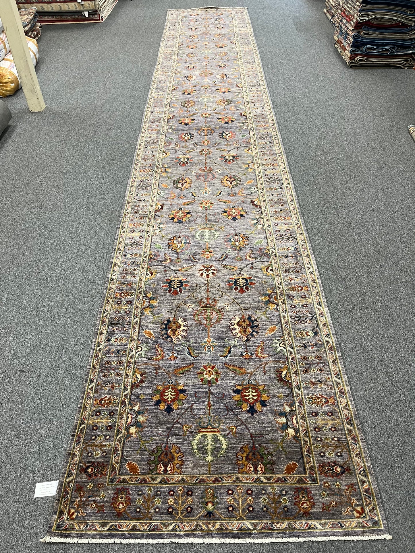 4' X 24' Mahal Lavender color Handmade Wool Rug # 14345