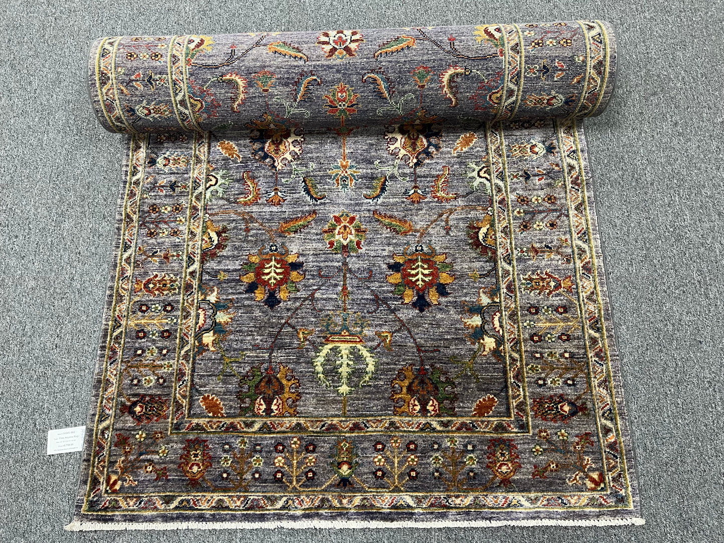 4' X 24' Mahal Lavender color Handmade Wool Rug # 14345