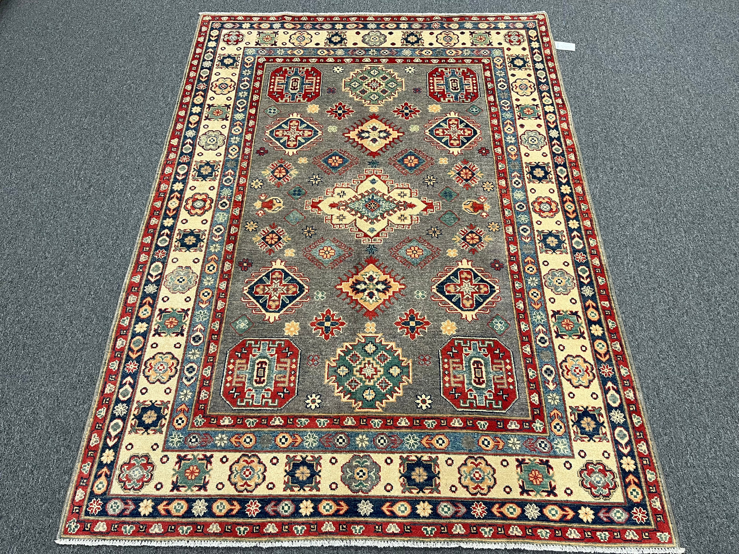Kazak Gray 6X8 Handmade Wool Rug # 13900