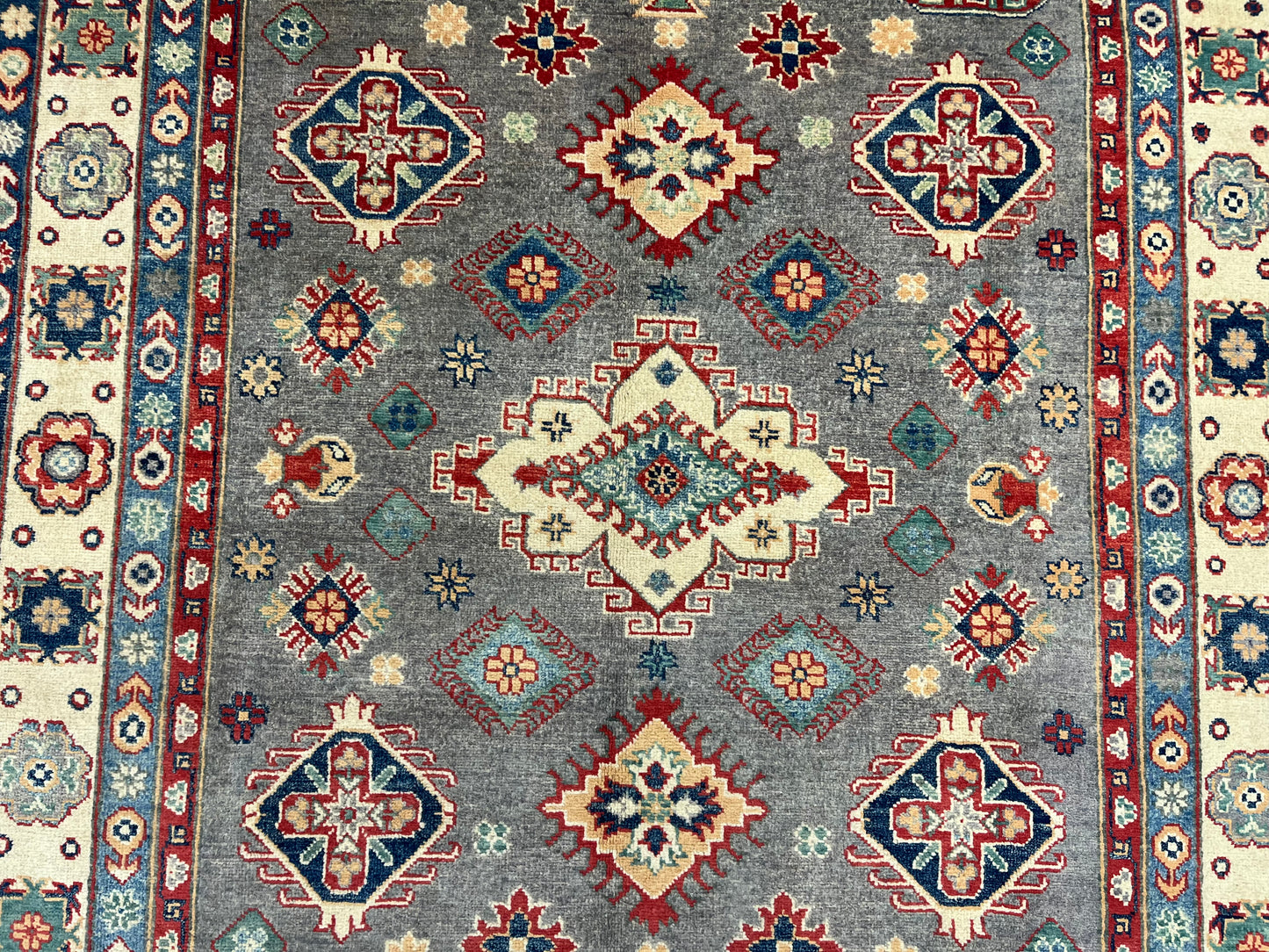 Kazak Gray 6X8 Handmade Wool Rug # 13900
