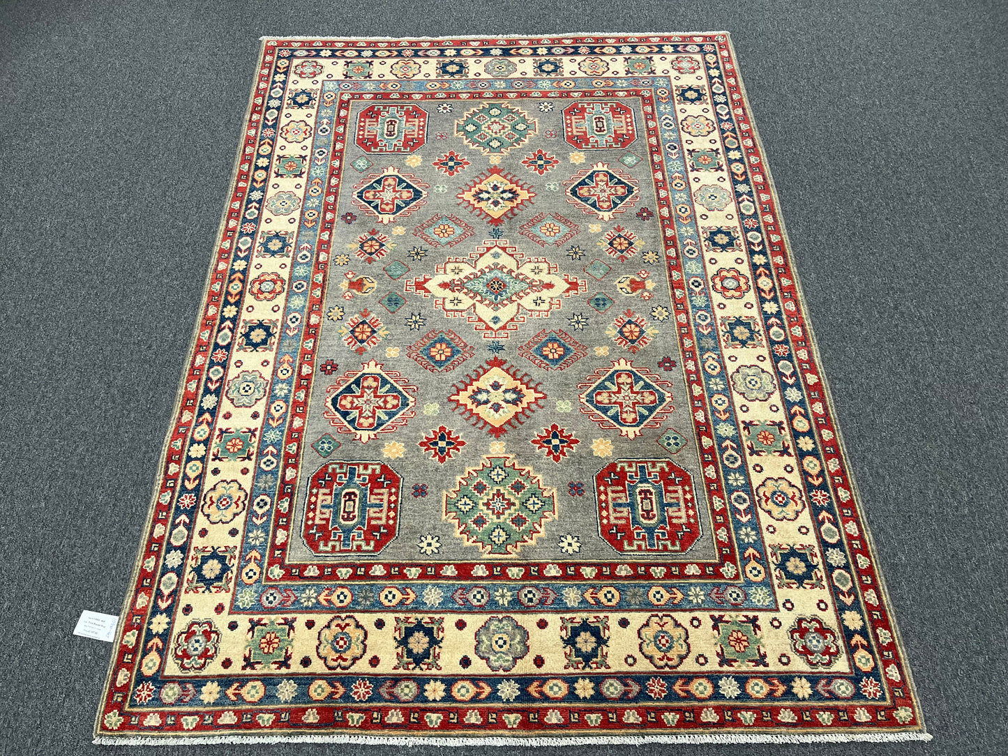 Kazak Gray 6X8 Handmade Wool Rug # 13900