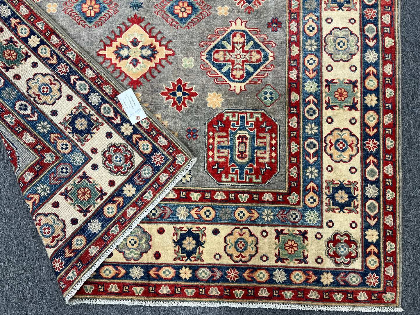 Kazak Gray 6X8 Handmade Wool Rug # 13900