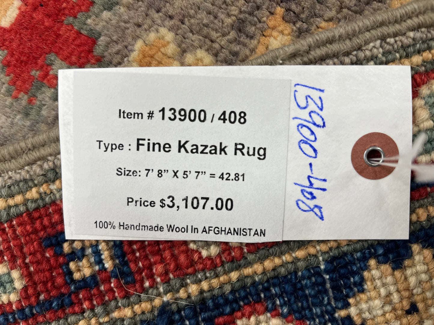 Kazak Gray 6X8 Handmade Wool Rug # 13900