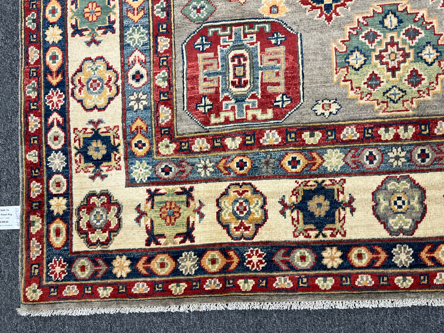 Kazak Gray 6X8 Handmade Wool Rug # 13649