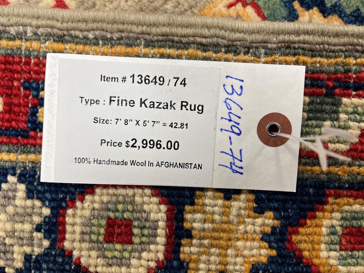 Kazak Gray 6X8 Handmade Wool Rug # 13649