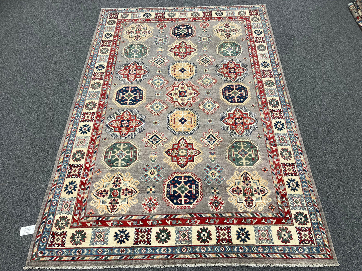 Kazak Gray Brown 6X9 Handmade Wool Rug # 13718