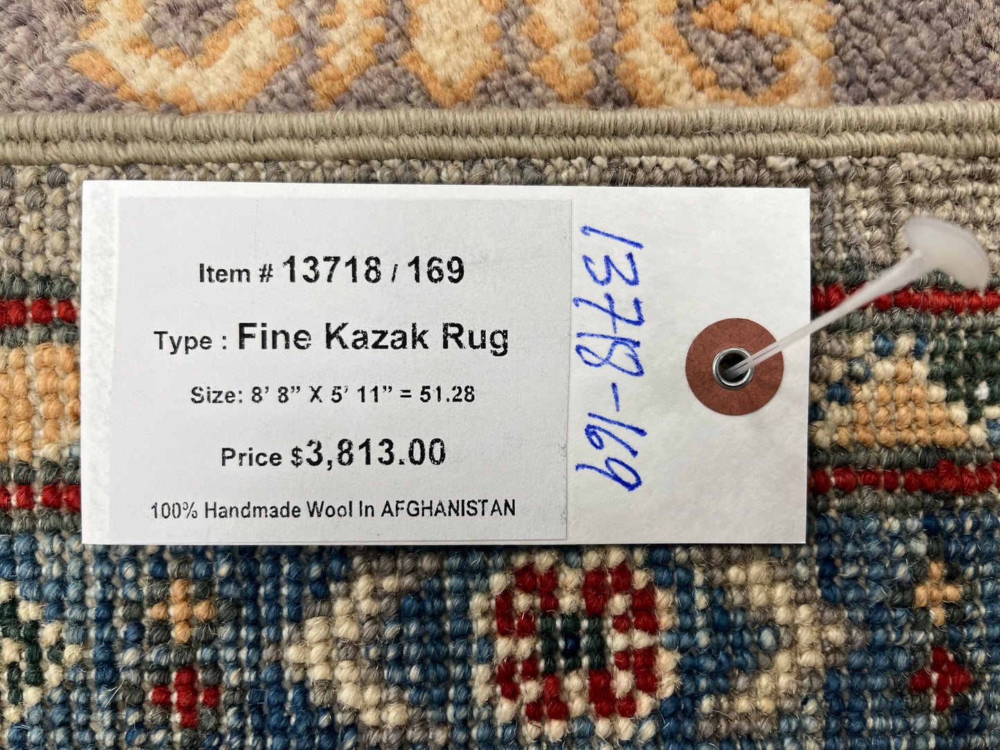 Kazak Gray Brown 6X9 Handmade Wool Rug # 13718