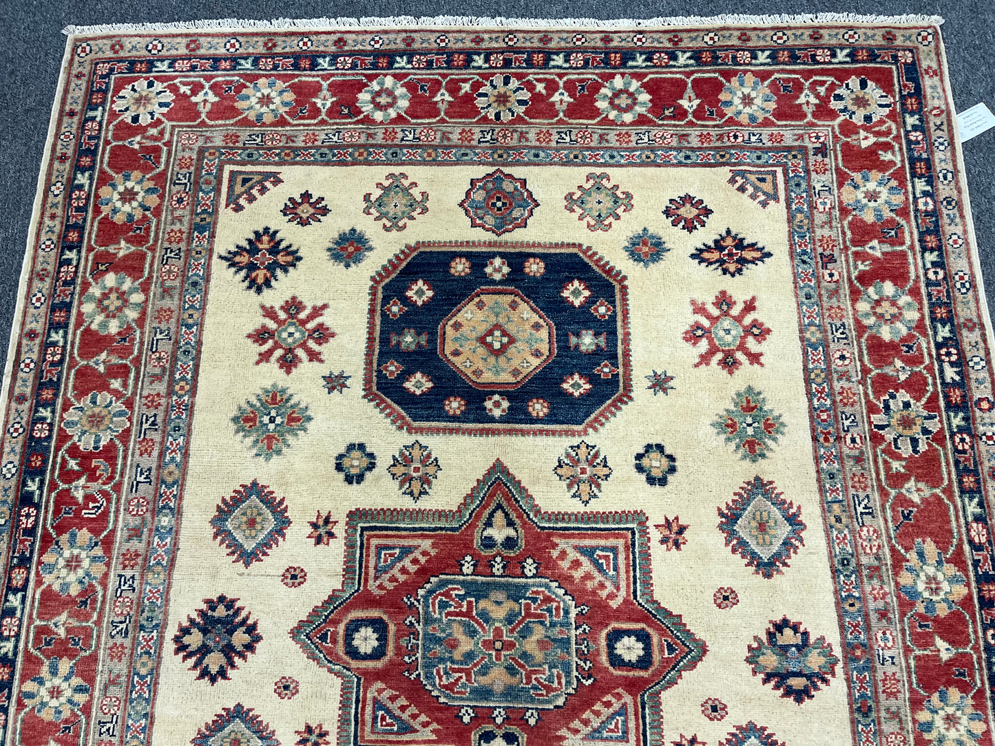 Kazak Beige 6X8 Handmade Wool Rug # 13808