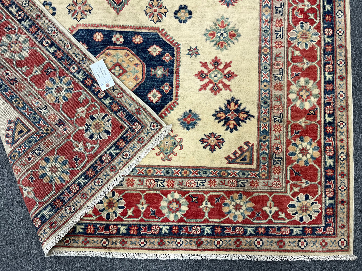 Kazak Beige 6X8 Handmade Wool Rug # 13808