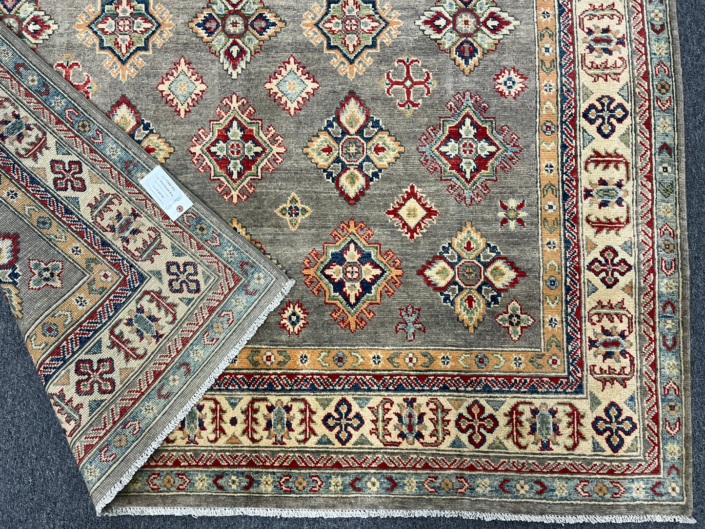 Kazak Gray Brown 6X8 Handmade Wool Rug # 13904