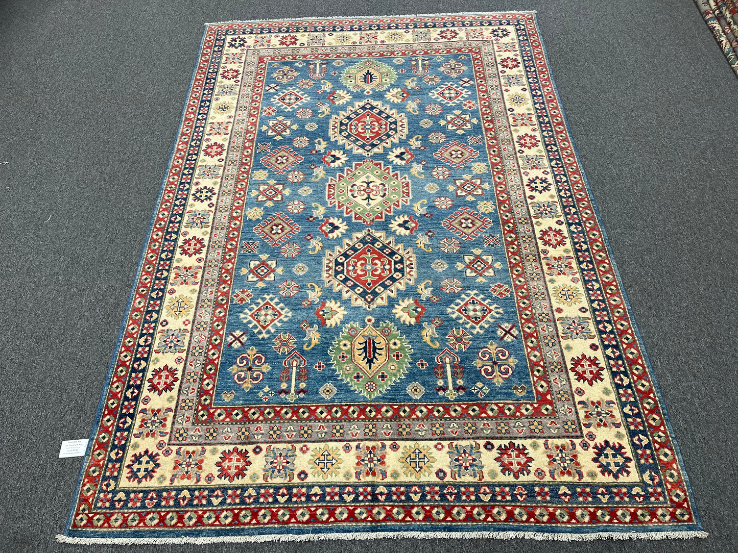 Light Blue Kazak 6X9 Handmade Wool Rug # 13906
