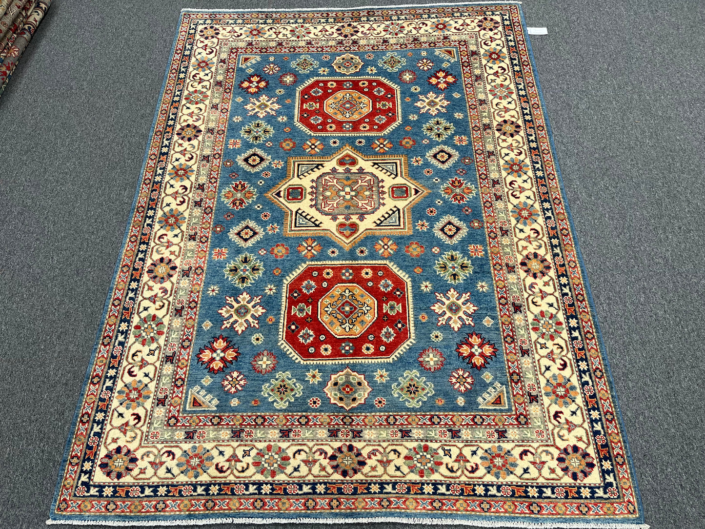 Kazak Light Blue 6X8 Handmade Wool Rug # 13899