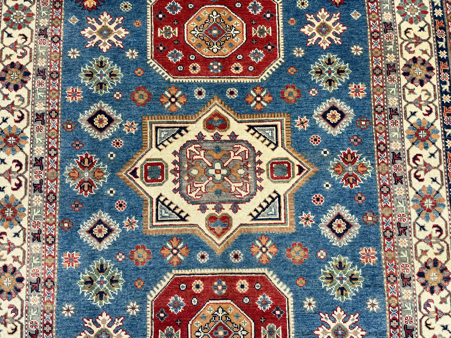 Kazak Light Blue 6X8 Handmade Wool Rug # 13899