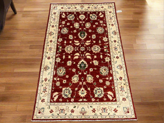 Chobi Ziegler Rust/Ivory 4X6 Handmade Wool Rug # 14334