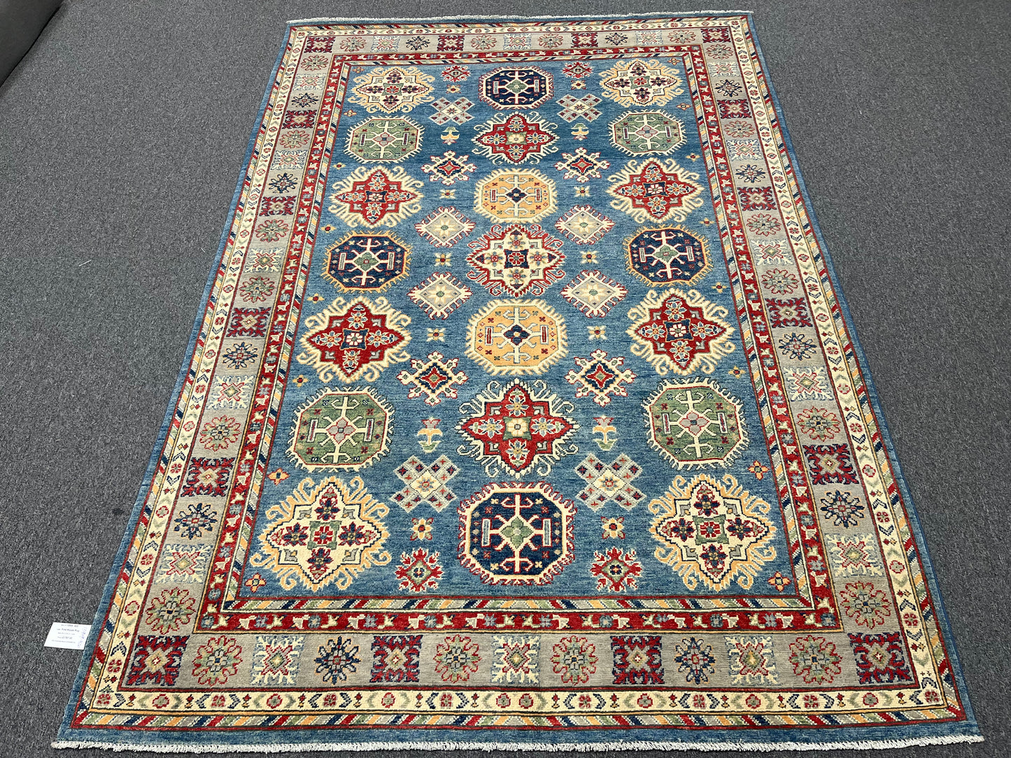 Kazak Light Blue/Gray 6X9 Handmade Wool Rug # 13909