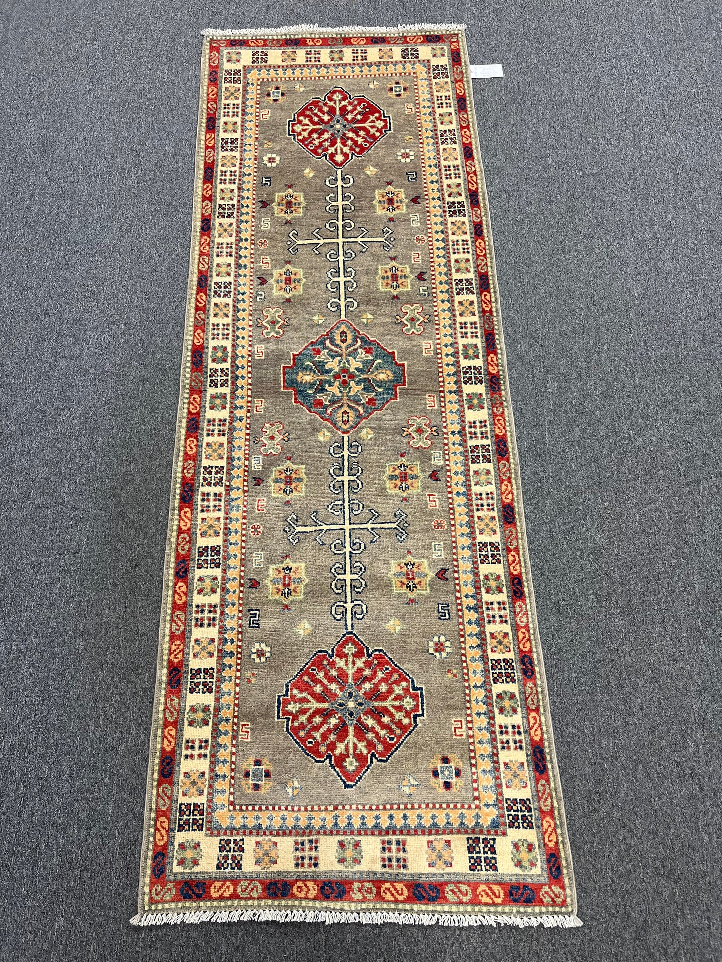 2' 9"X8' Kazak Gray Handmade Wool Runner Rug # 13790