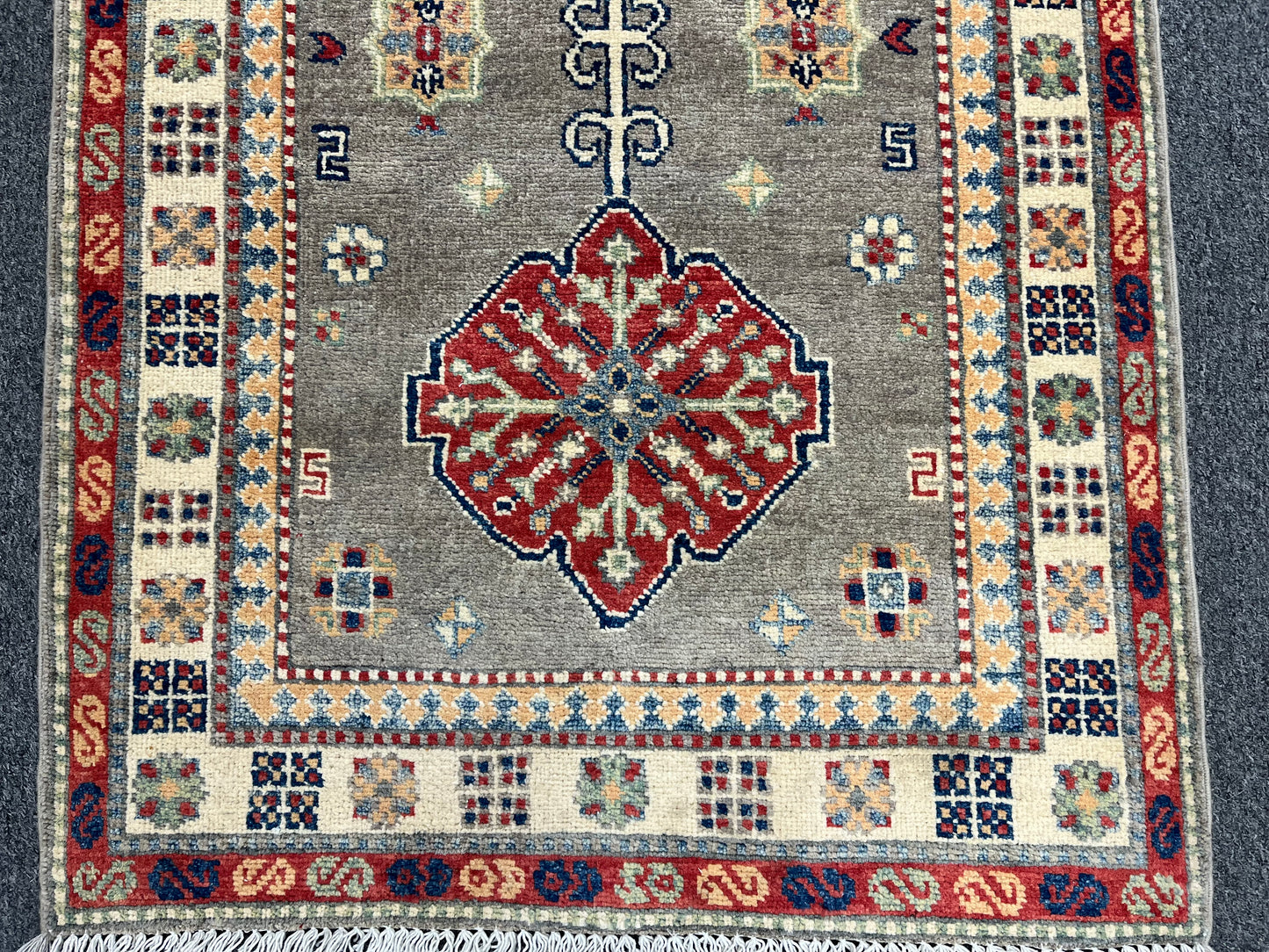 2' 9"X8' Kazak Gray Handmade Wool Runner Rug # 13790