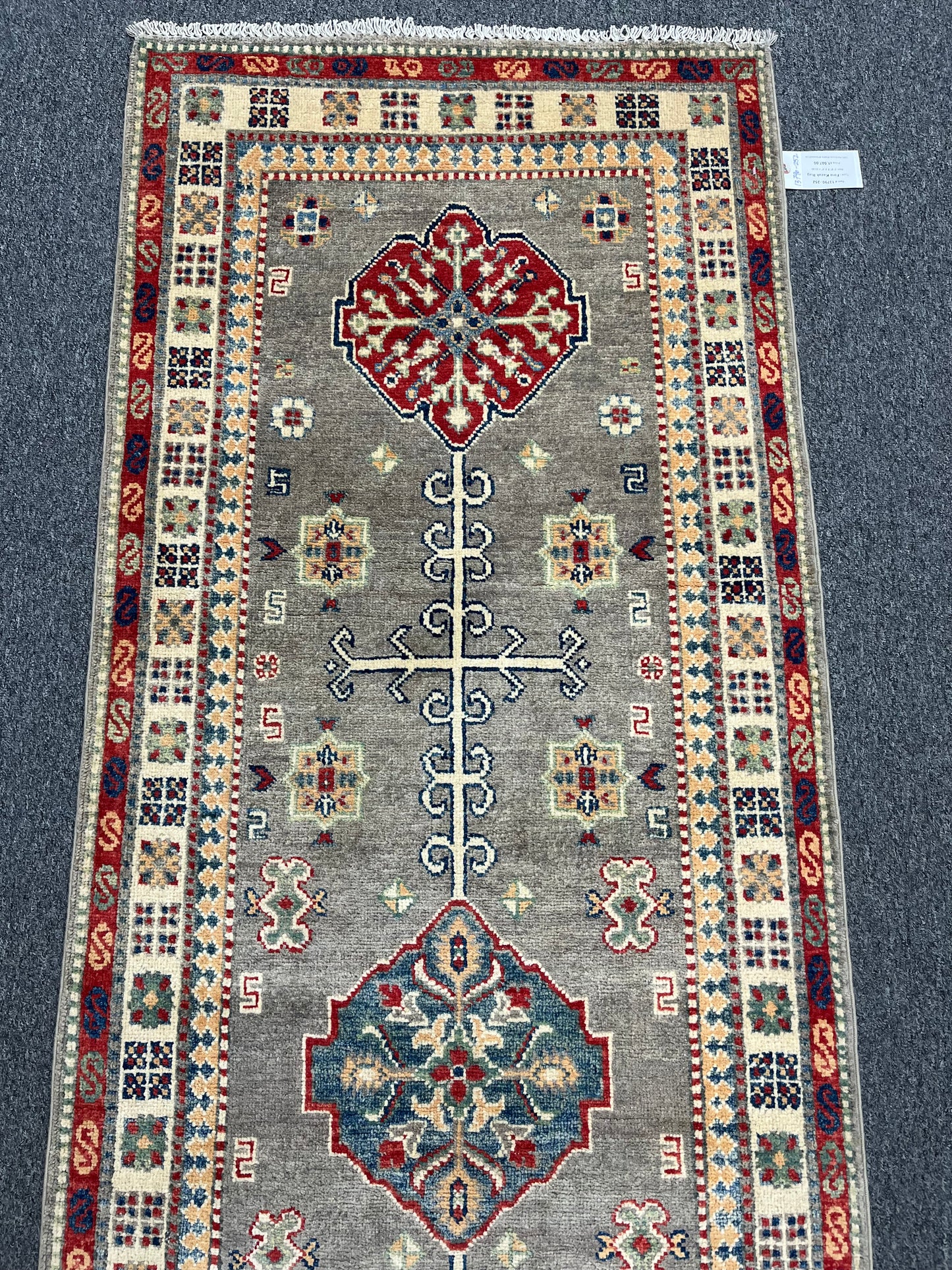 2' 9"X8' Kazak Gray Handmade Wool Runner Rug # 13790