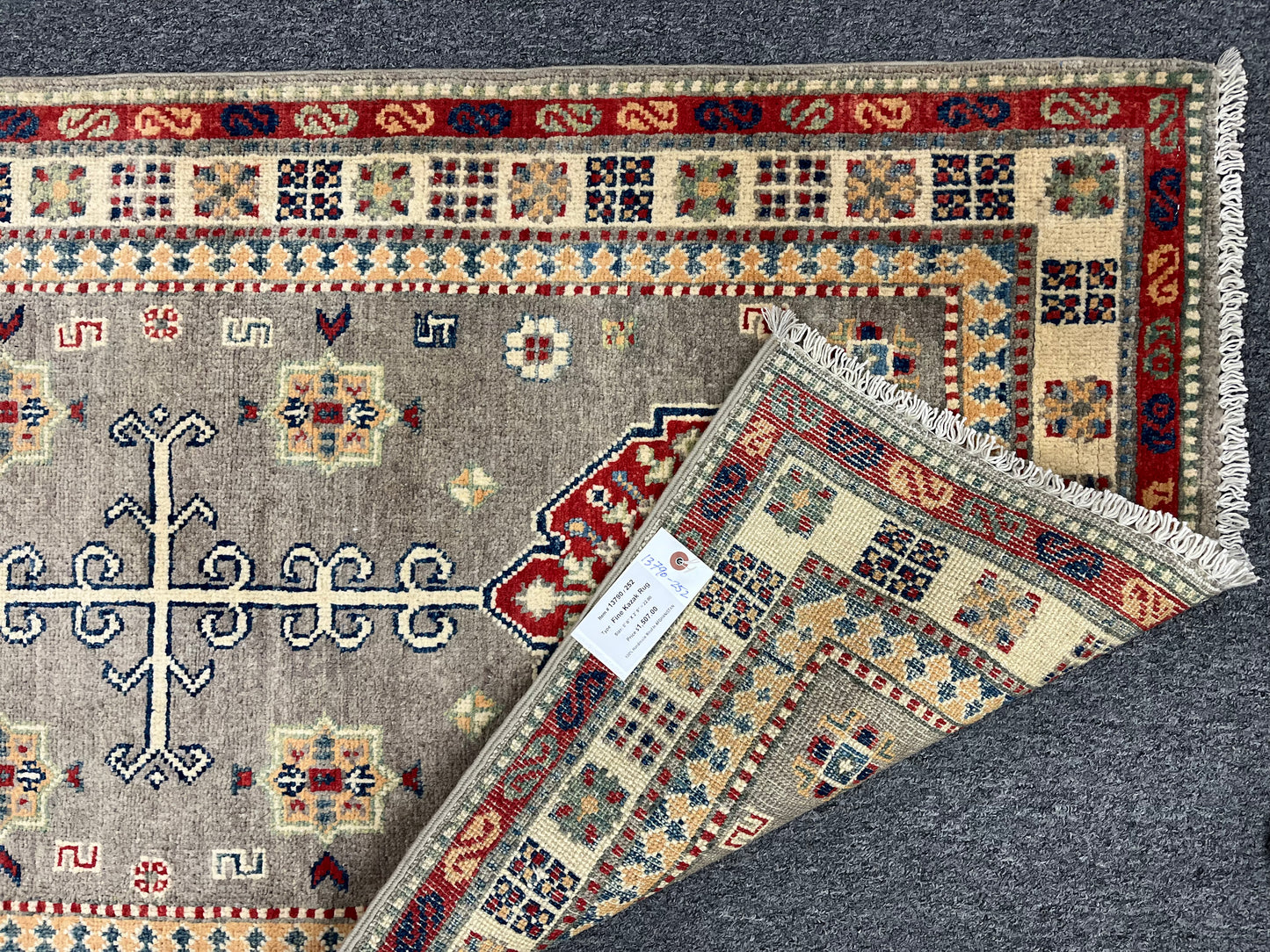 2' 9"X8' Kazak Gray Handmade Wool Runner Rug # 13790