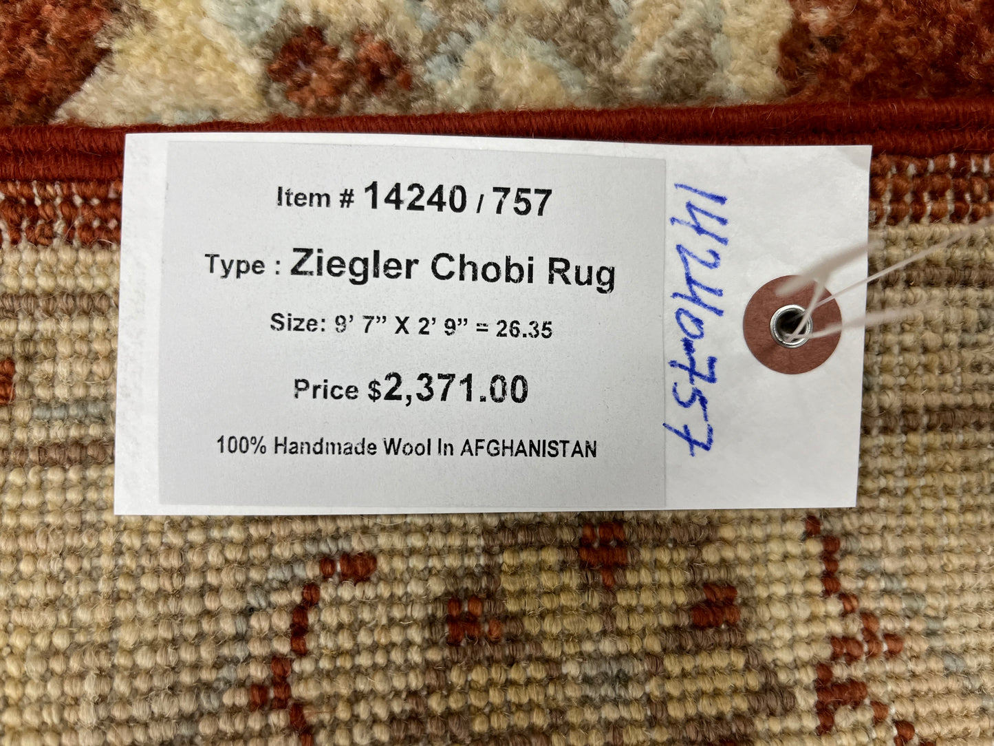 Chobi 2' 9"X10' Handmade Wool Runner Rug # 14240