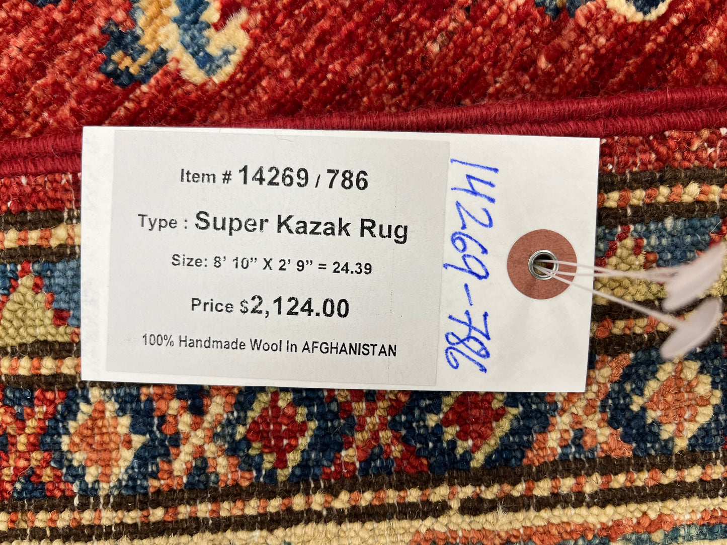 Super Kazak Runner 2' 9"X9' Handmade Wool Rug # 14269