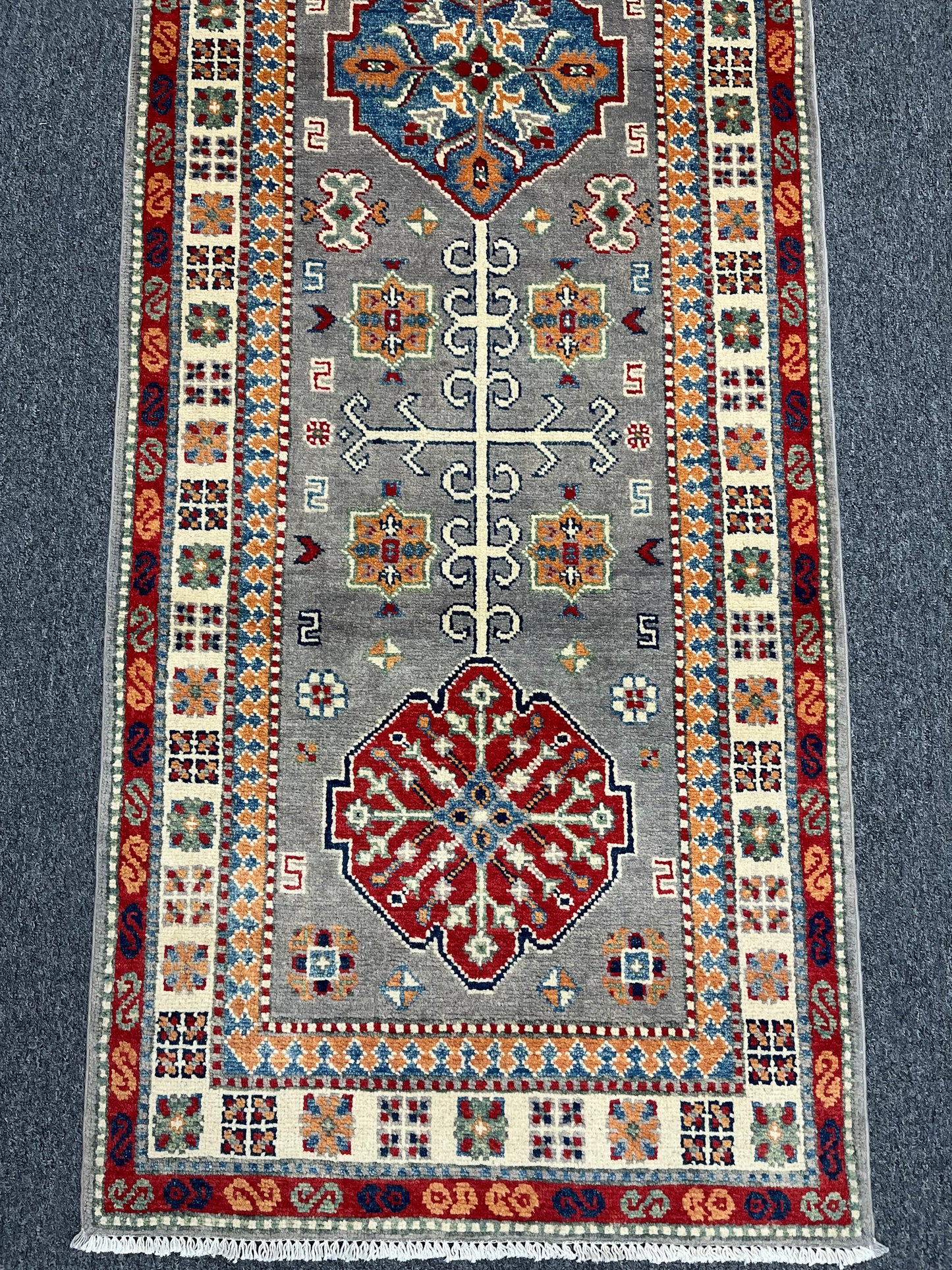 Kazak Tribal 2' 7"X8' Handmade Wool Runner Rug # 13681