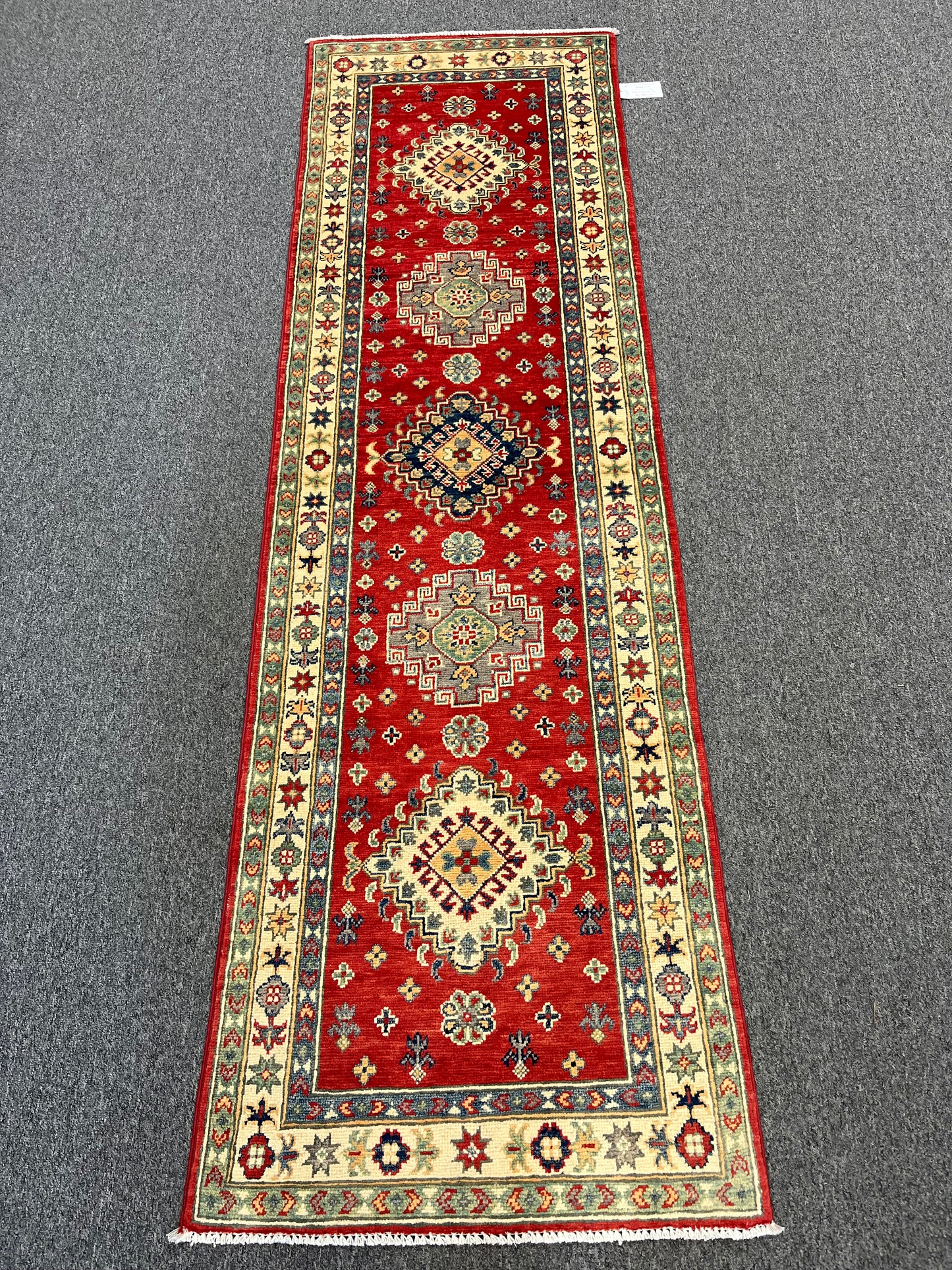 Kazak Red 2' 4"X8' Handmade Wool Runner Rug # 13687