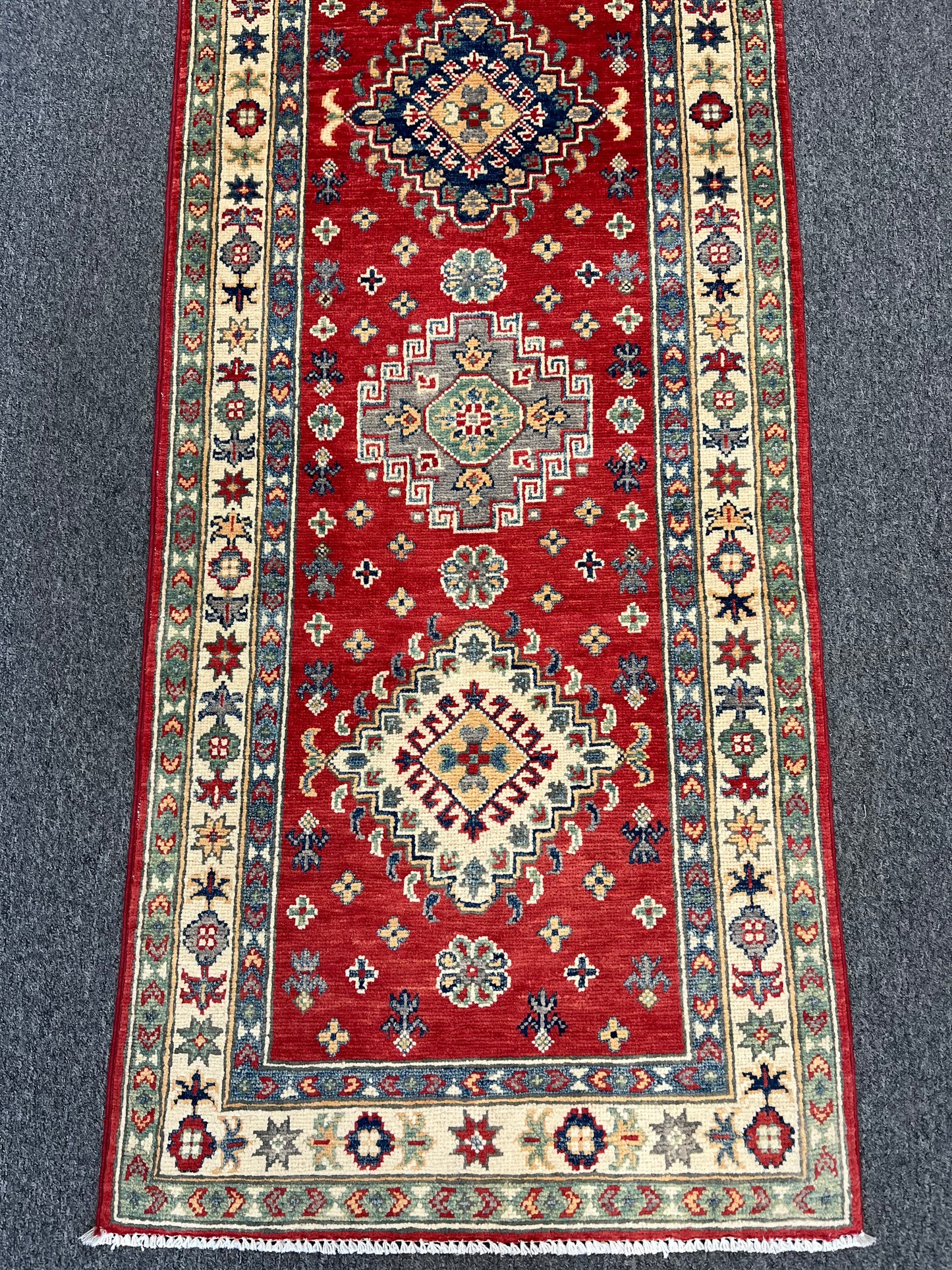Kazak Red 2' 4"X8' Handmade Wool Runner Rug # 13687