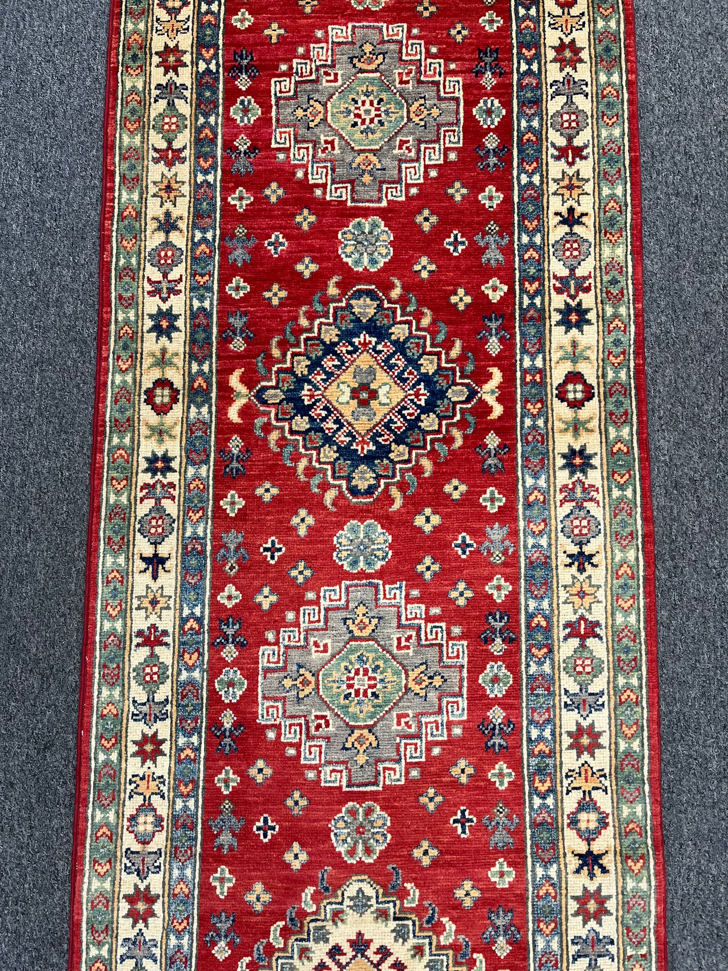 Kazak Red 2' 4"X8' Handmade Wool Runner Rug # 13687