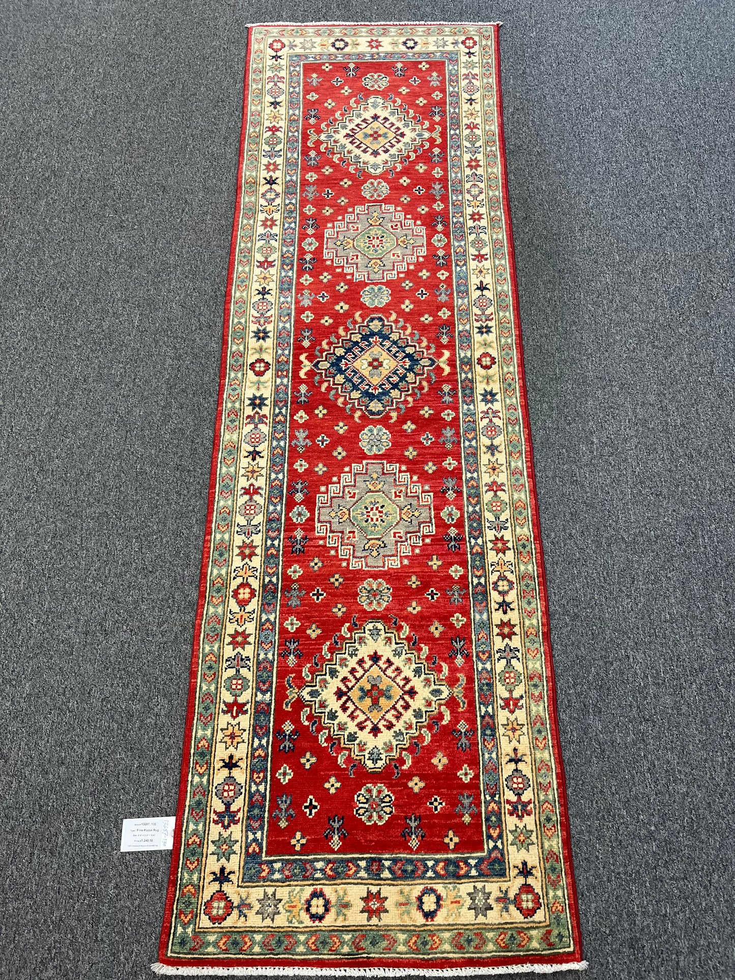 Kazak Red 2' 4"X8' Handmade Wool Runner Rug # 13687