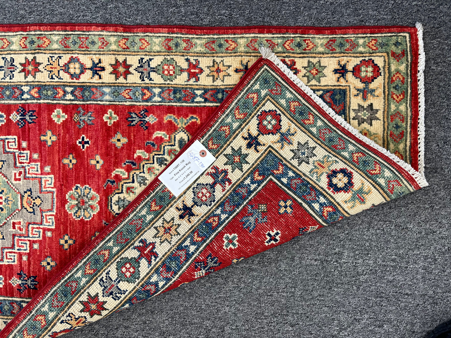 Kazak Red 2' 4"X8' Handmade Wool Runner Rug # 13687