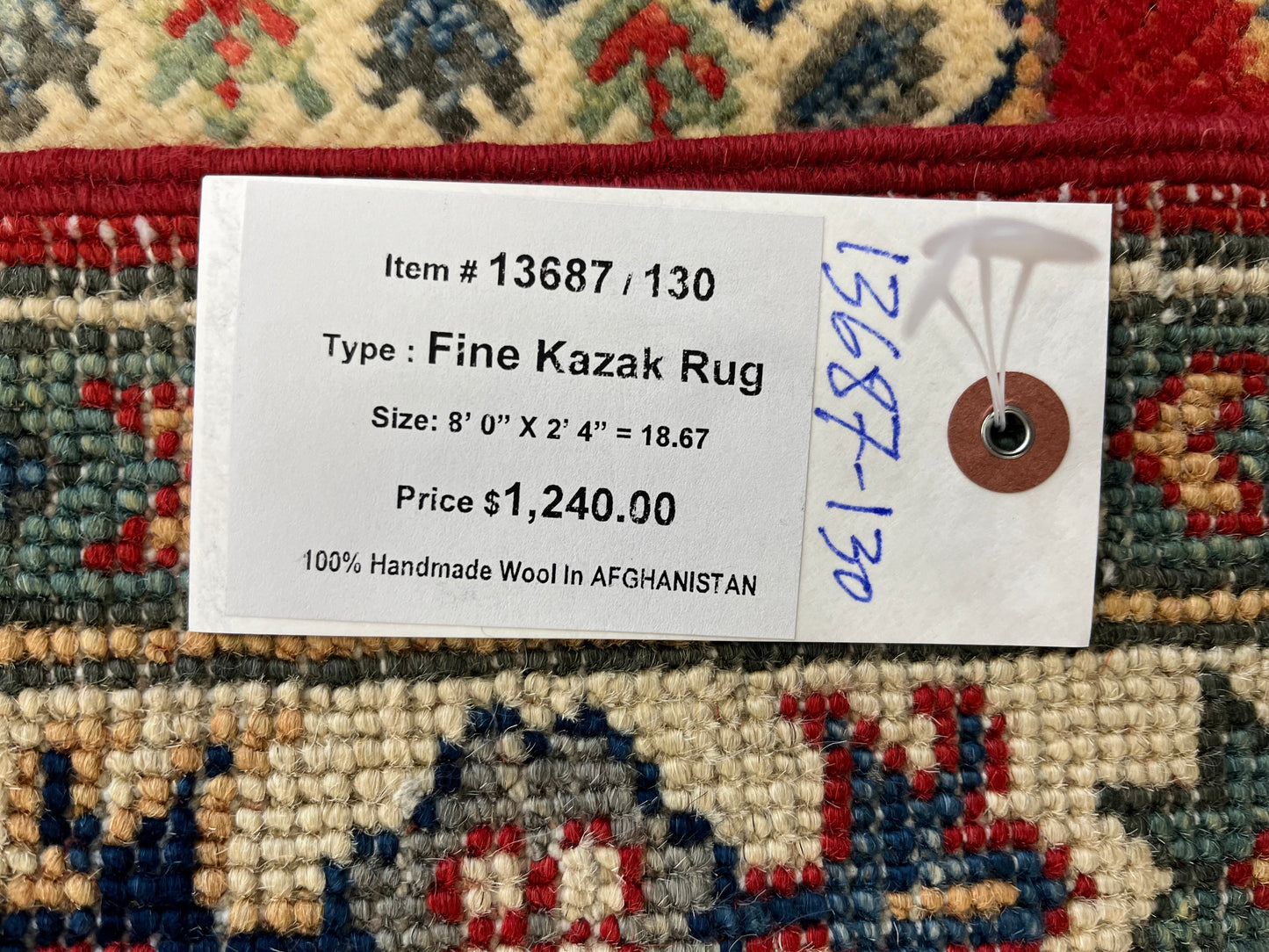 Kazak Red 2' 4"X8' Handmade Wool Runner Rug # 13687