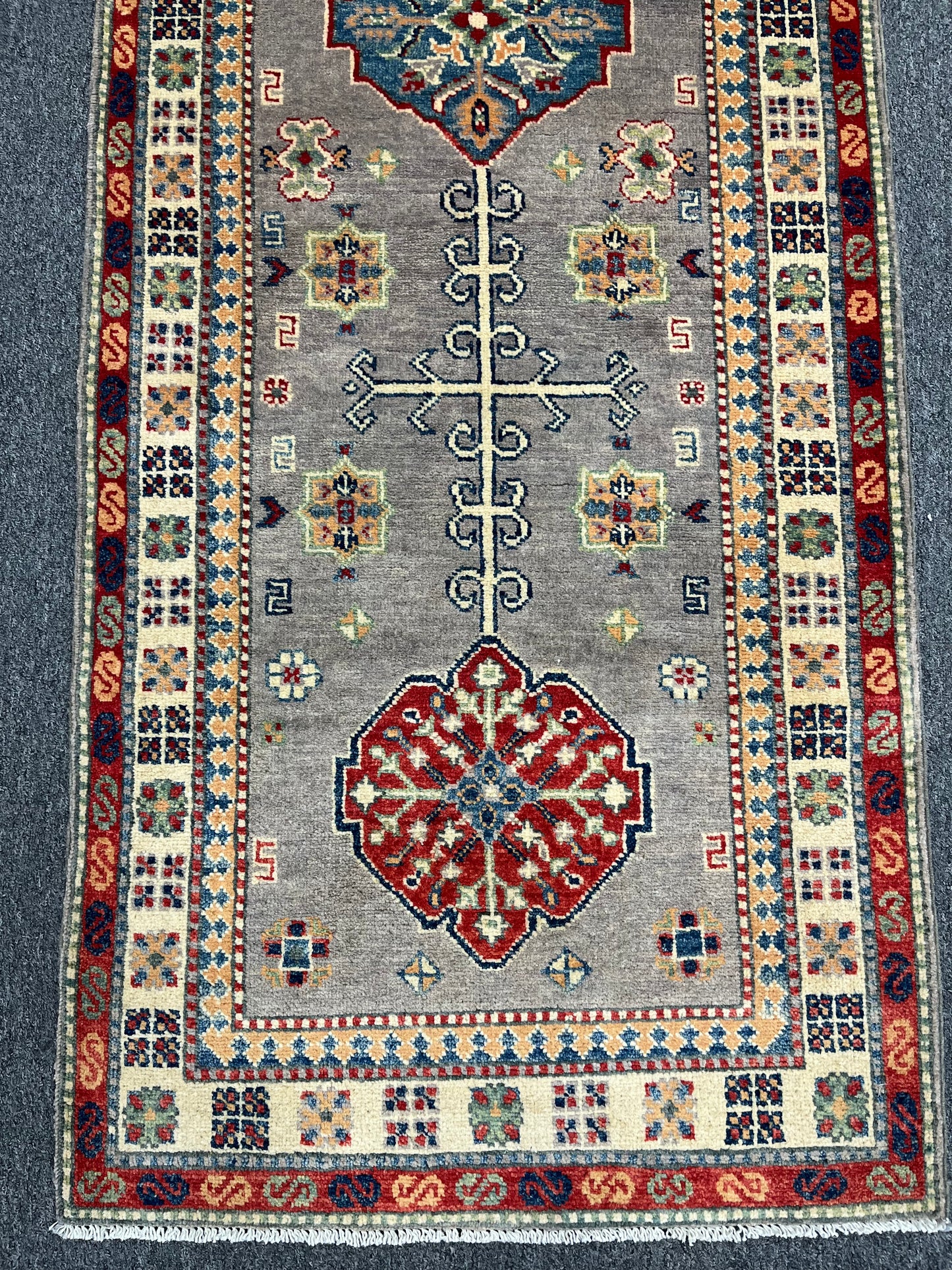 Kazak Gray 2' 9"X8' Handmade Wool Runner Rug # 13779