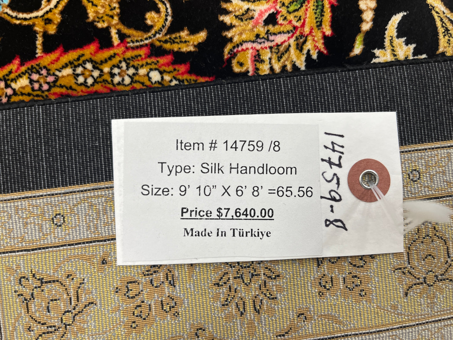 7X10 Silk Handloom Black Multicolor Rug # 14759