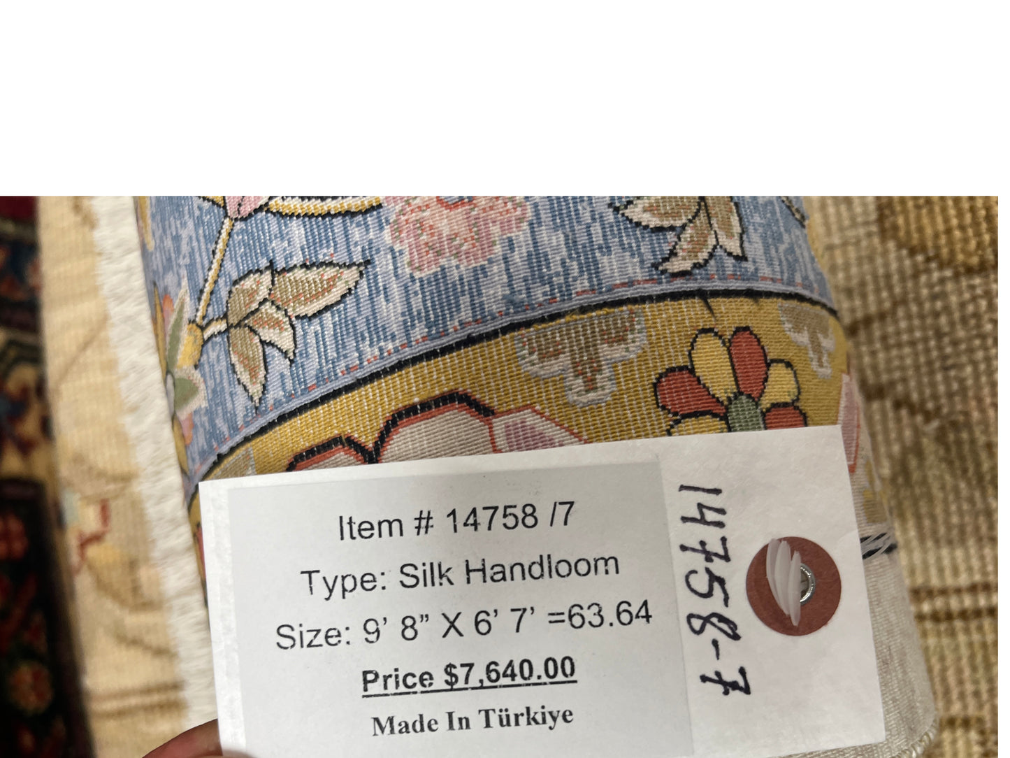 7X10 Silk Handloom Biege Multicolor Rug # 14758